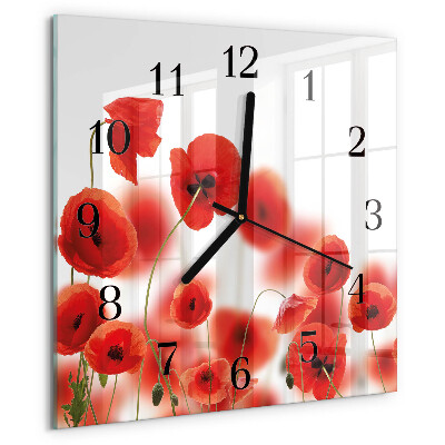 Square wall clock Poppies