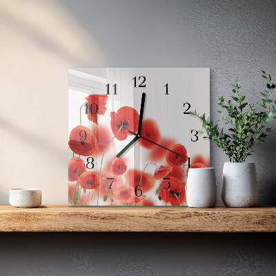 Square wall clock Poppies