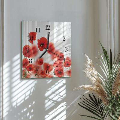 Square wall clock Poppies