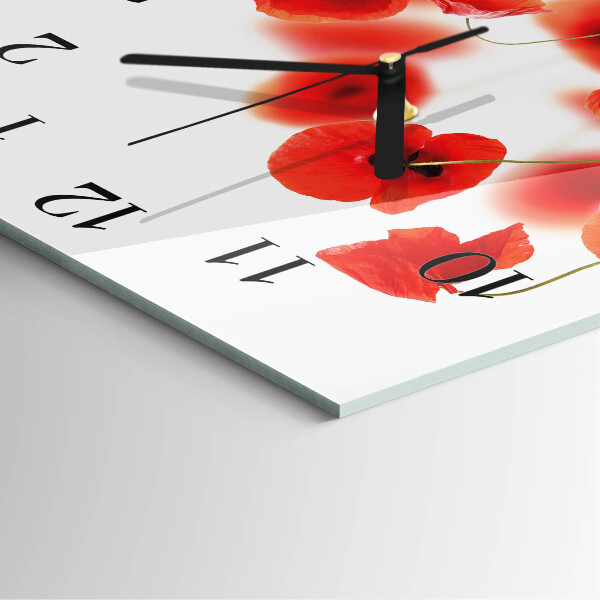 Square wall clock Poppies