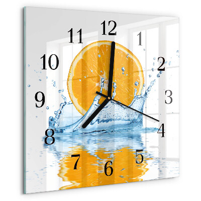 Square wall clock Orange Water