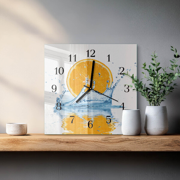 Square wall clock Orange Water