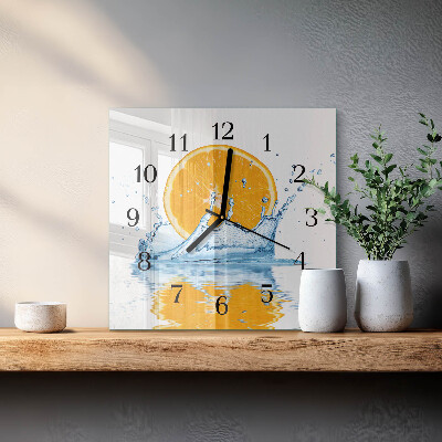 Square wall clock Orange Water
