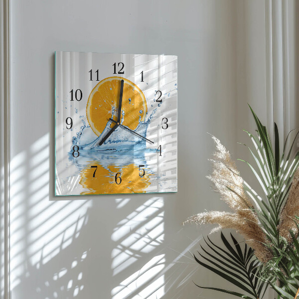 Square wall clock Orange Water