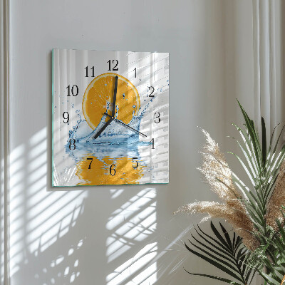 Square wall clock Orange Water