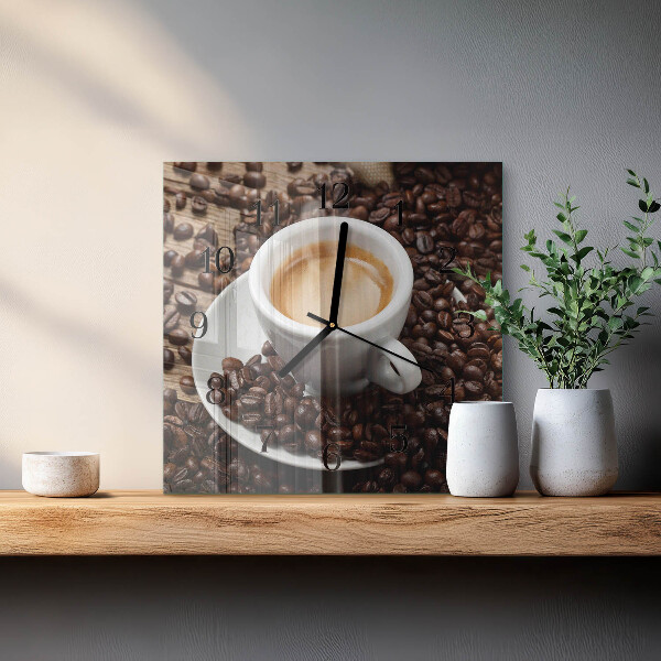 Square wall clock Cup of Coffee