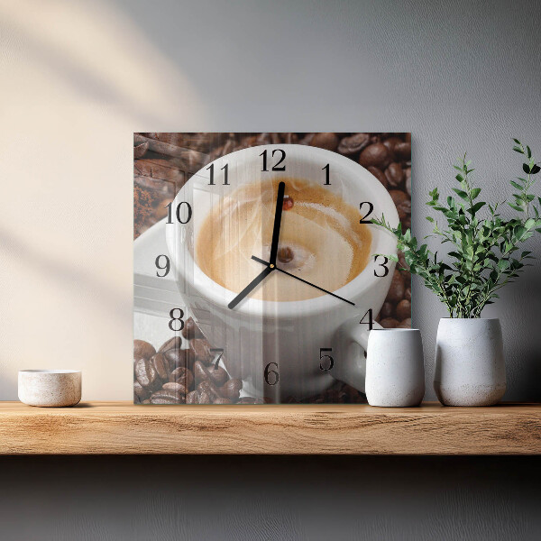 Square wall clock Cup of Coffee