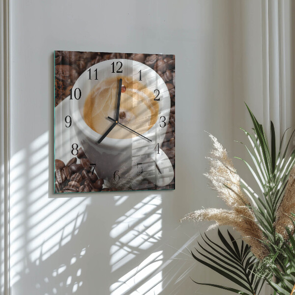 Square wall clock Cup of Coffee