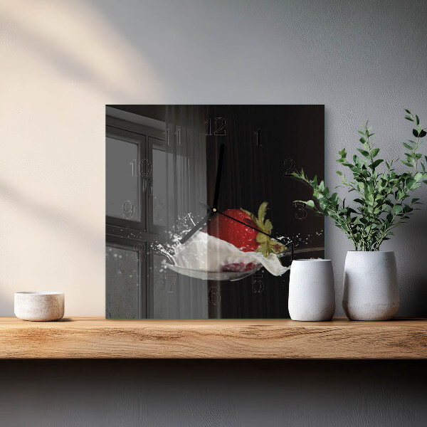 Square wall clock Strawberry