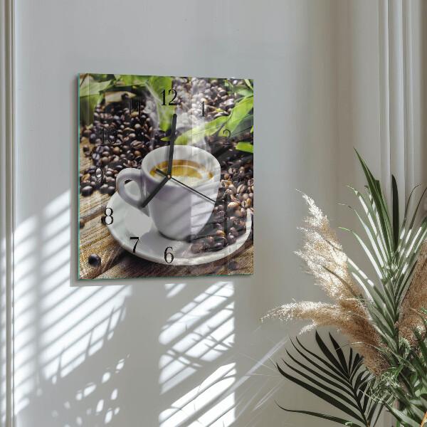 Square wall clock Cup of Coffee