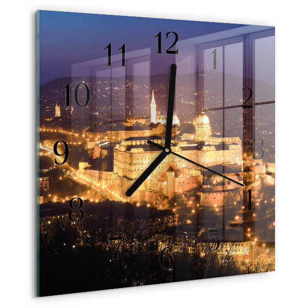 Square wall clock City of Budapest