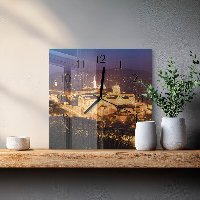 Square wall clock City of Budapest