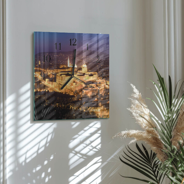 Square wall clock City of Budapest