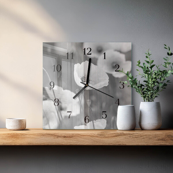 Square wall clock Poppies