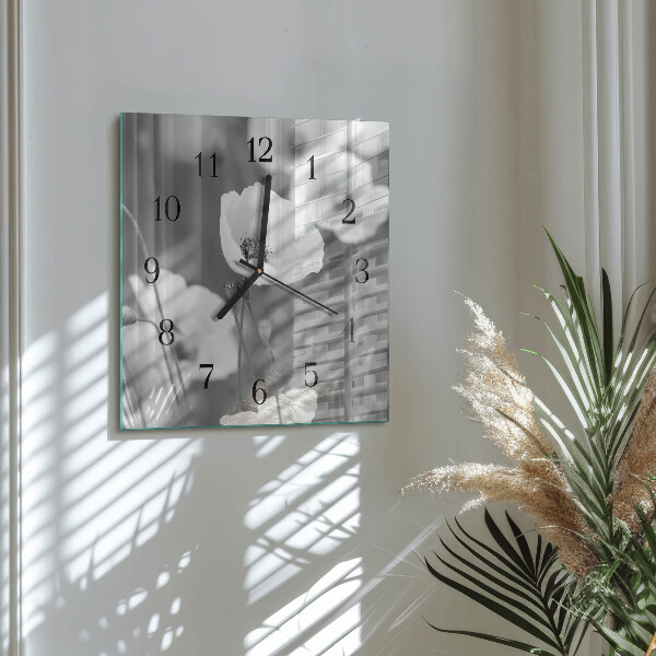 Square wall clock Poppies