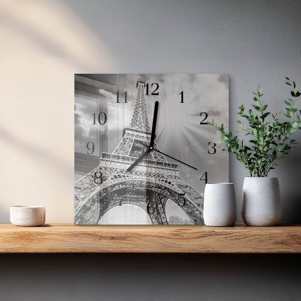 Square wall clock Eiffel Tower Paris