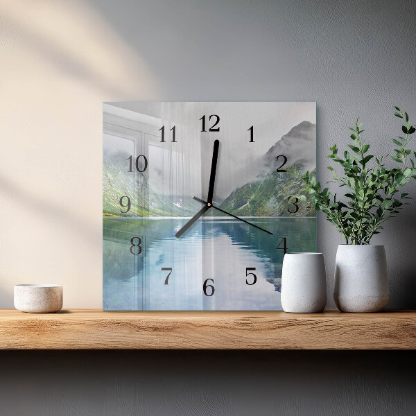 Square wall clock Mountain Lake
