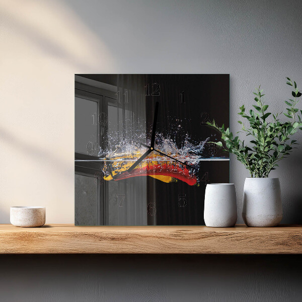 Square wall clock Chili peppers