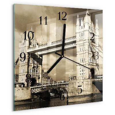 Square wall clock London Bridge Sepia