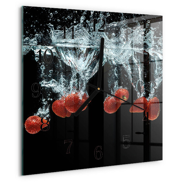 Square wall clock Strawberries