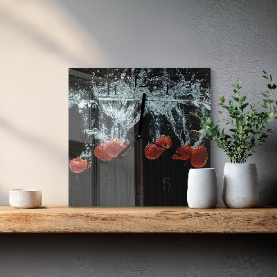 Square wall clock Strawberries