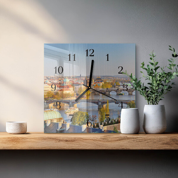 Square wall clock City of Prague