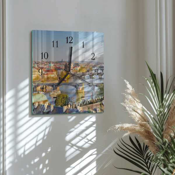Square wall clock City of Prague