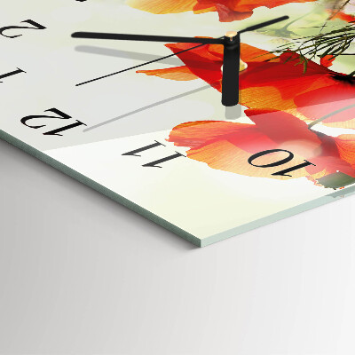 Square wall clock Poppies