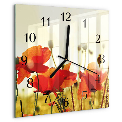 Square wall clock Poppies