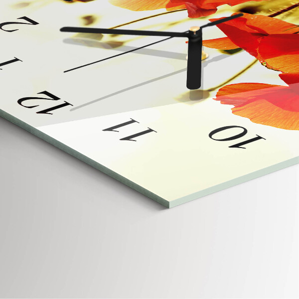 Square wall clock Poppies