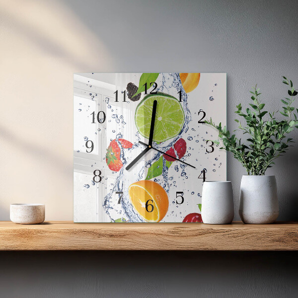 Square wall clock Fruits Lemon