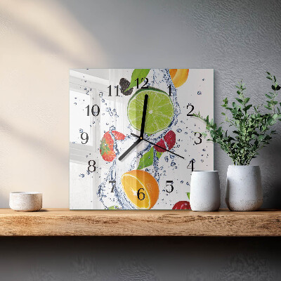 Square wall clock Fruits Lemon