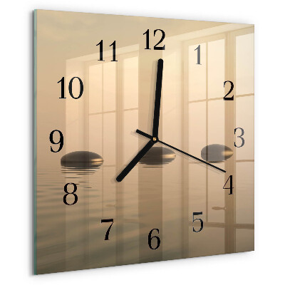 Square wall clock Stones Water