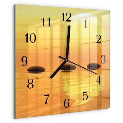 Square wall clock Water Sun