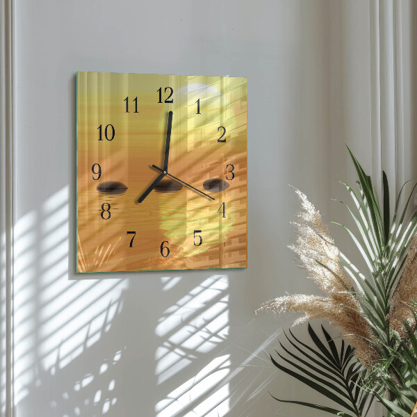 Square wall clock Water Sun