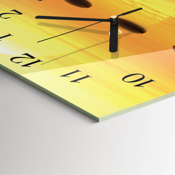 Square wall clock Water Sun
