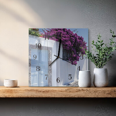 Square wall clock Home Flowers