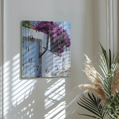 Square wall clock Home Flowers