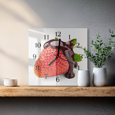 Square wall clock Strawberry Chocolate