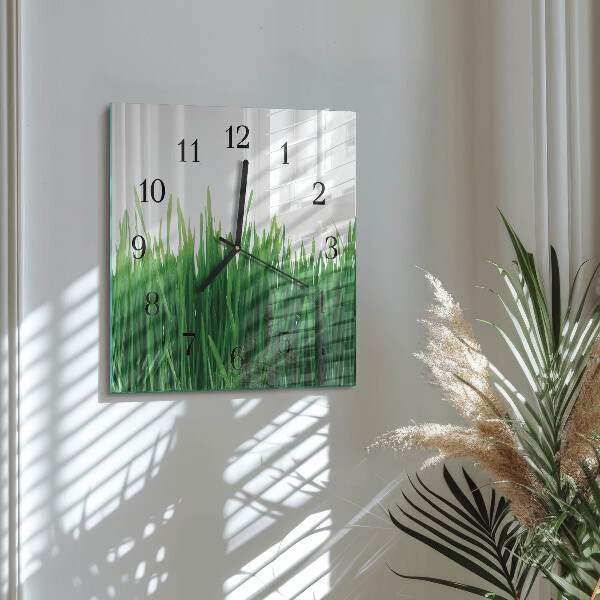 Square wall clock Grass