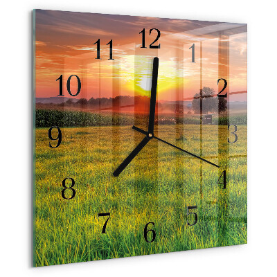 Square wall clock Landscape Meadow