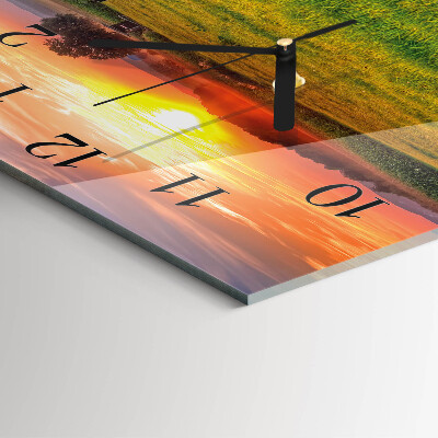 Square wall clock Landscape Meadow
