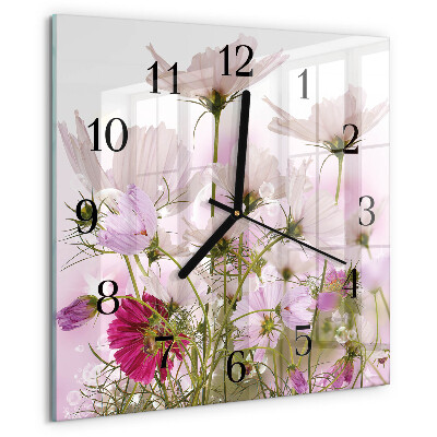 Square wall clock Cosmos Flowers