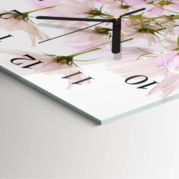 Square wall clock Cosmos Flowers