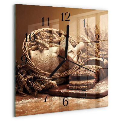 Square wall clock Bread