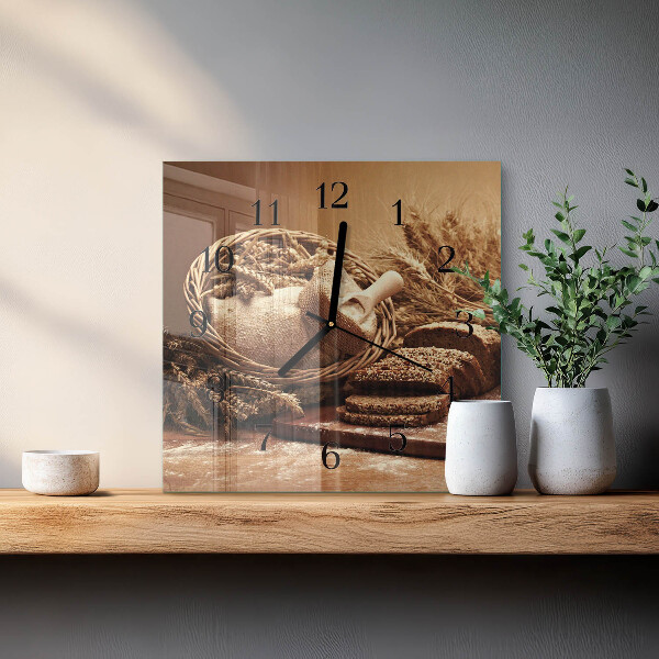 Square wall clock Bread