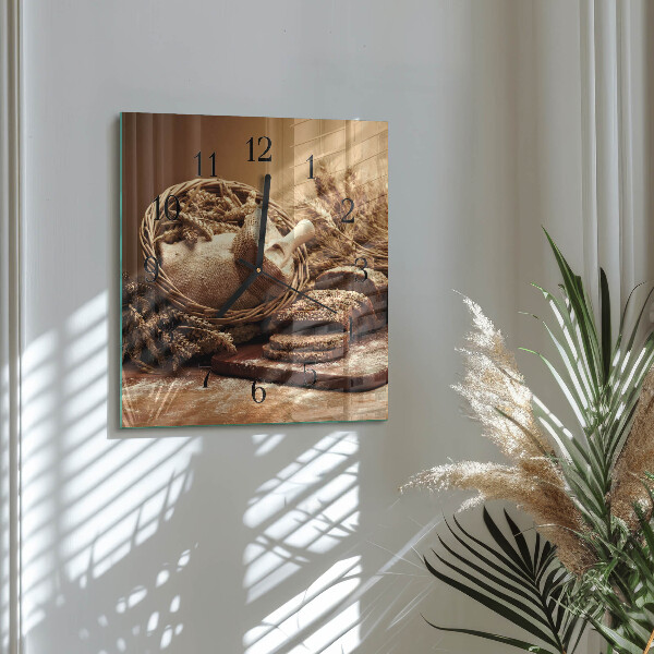 Square wall clock Bread