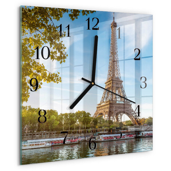 Square wall clock Eiffel Tower Paris