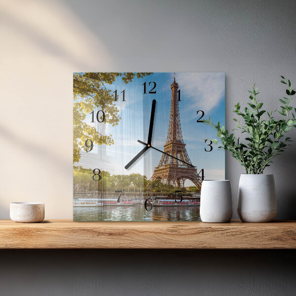 Square wall clock Eiffel Tower Paris