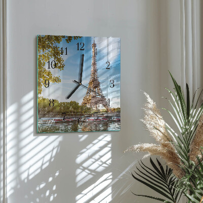 Square wall clock Eiffel Tower Paris
